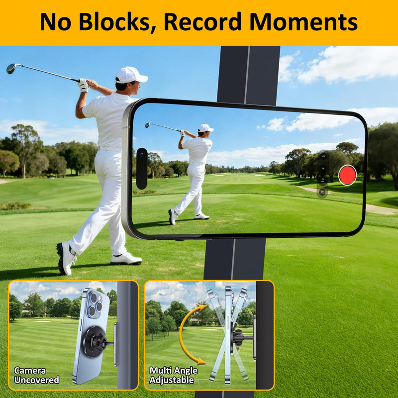 Falafa Magnetic Phone Holder for Golf Cart, MagSafe 360° Mount 2 Pack | Dual Phone Mount Set with 360° Rotation, Alloy Base & Ball Joint Compatible with MagSafe iPhone 12-17 Series Black-2 Pack