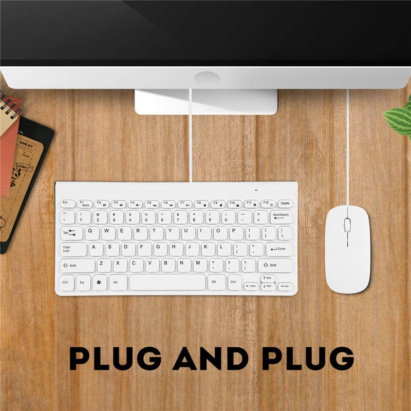 Limouyin Wired Keyboard and Mouse, Ultra-Thin USB Keyboard Optical Mouse Mice Set ComboFull Size Wire Corded Keyboard Mouse Combo Set with Number Pad for Laptop,PC,Desktop White