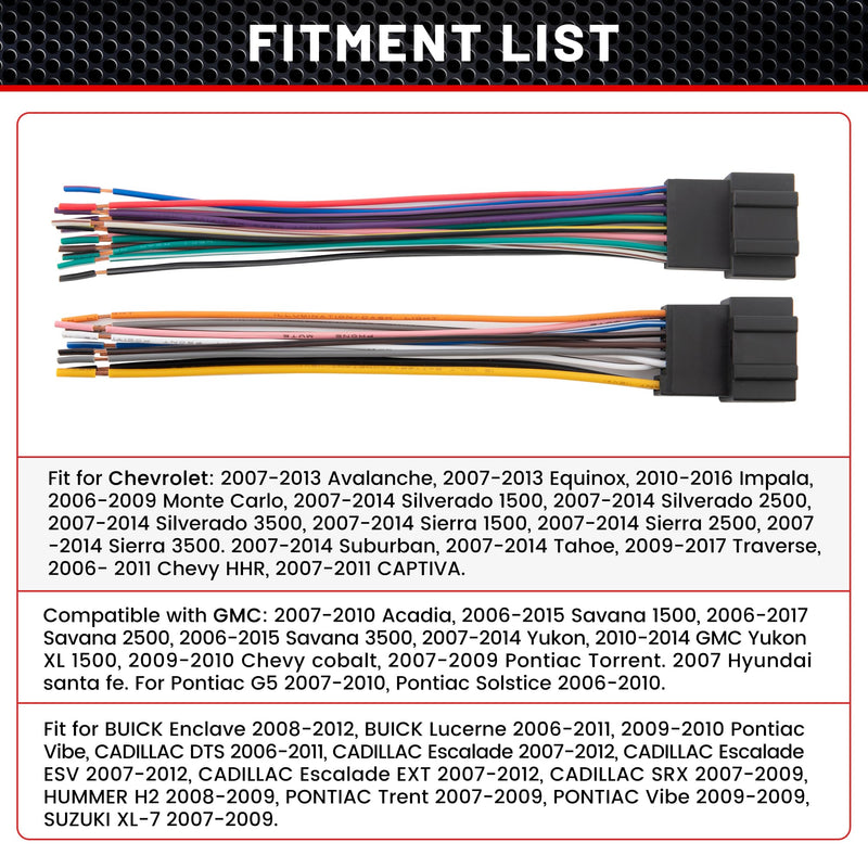 RED WOLF Radio Wiring Harness w/Antenna Adapter Compatible with 2006-2013 GM GMC Sierra Chevy Impala Buick Cadillac Install Aftermarket Stereo CD Player Receiver Wire Cable Adapter