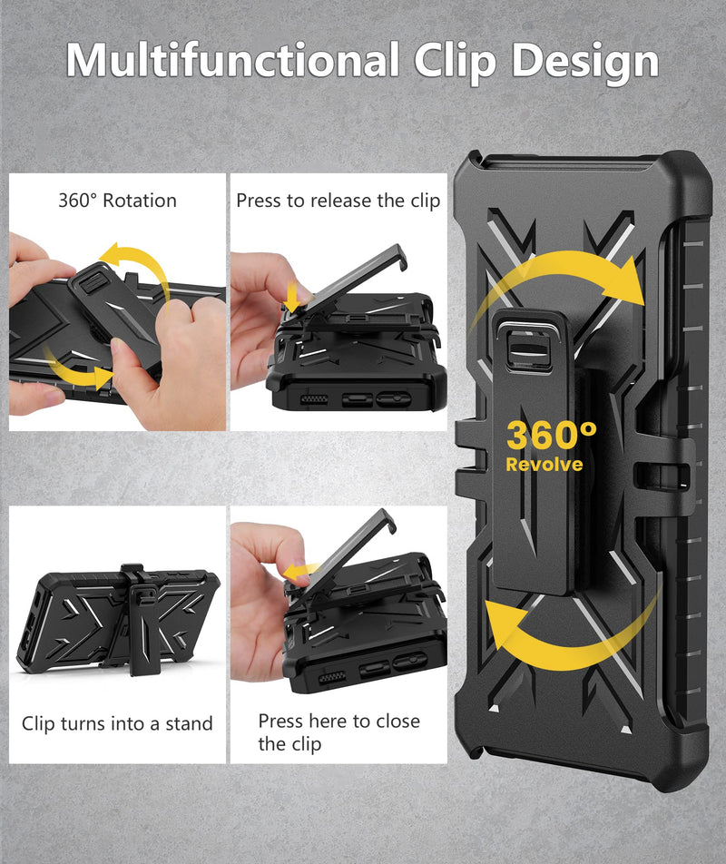 Case for Samsung Galaxy A13 5G: Military Grade Drop Proof Protection Rugged Protective A13 5G/4G Phone Cover with Belt Clip Holster Kickstand & Slide - Shockproof TPU Matte Textured Bumper - Black Matte Black