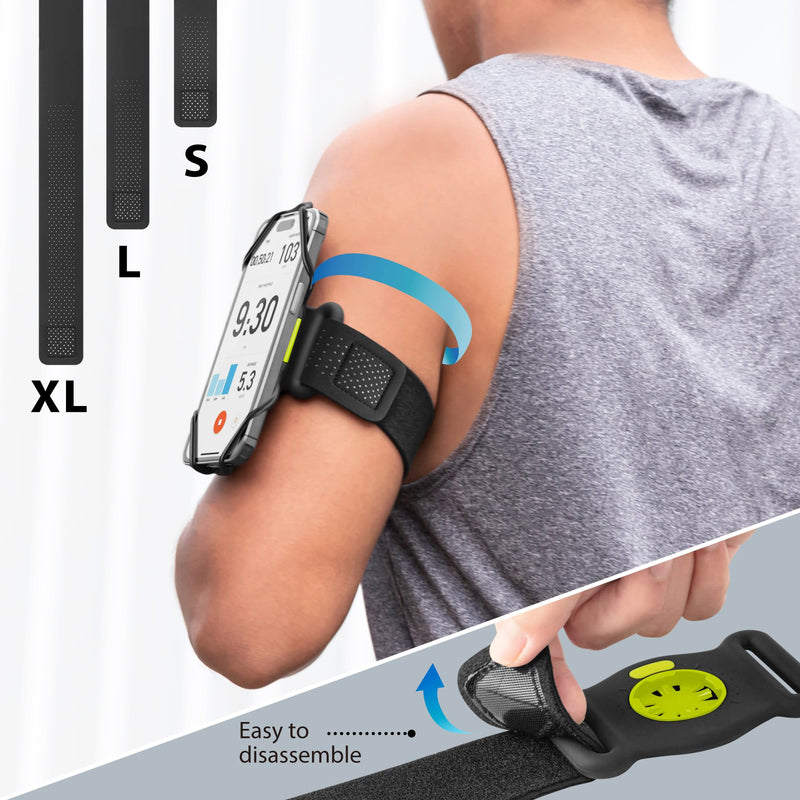 Bone Run + Bike Tie Connect Kit 2 - Magnetic, Running & Bike Phone Holders | Magnet Clasp, Quick Release & Rotatable, Comfortable Sport Armbands, Scratch-Free Bike Phone Mount, Fits 4.7" to 7.2" Phones