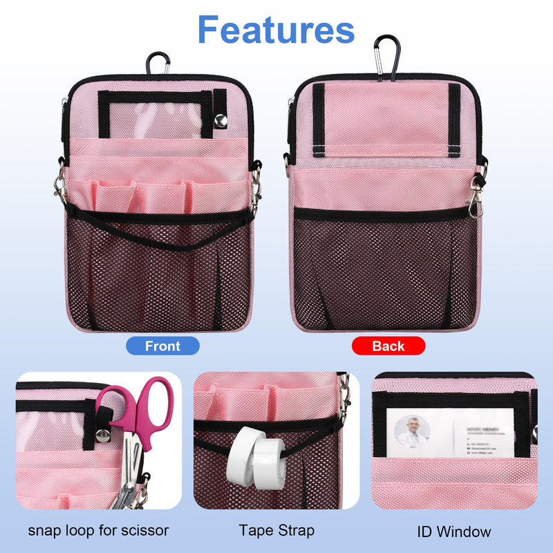 BOVKE Nurse Fanny Pack with Medical Gear Pockets, Tape Holder, Medical Bag Nurse Waist Pouch Organizer with Utility Storage for Stethoscopes, Bandage Scissors and Other Emergency Supplies, Pink