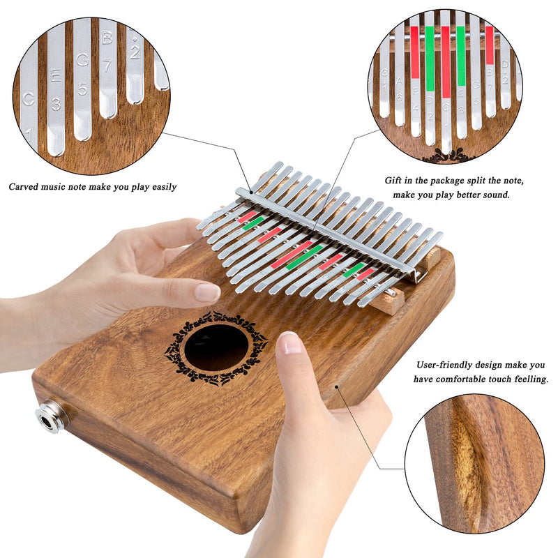 Kalimba Thumb Piano 17 Keys RANMING Mbira Finger Piano Kalimba Gifts for Adults Kids Beginners With Portable Handbag and Tune Hammer Thumb Pianos Finger Harp (Acacia-Pickup) Brown