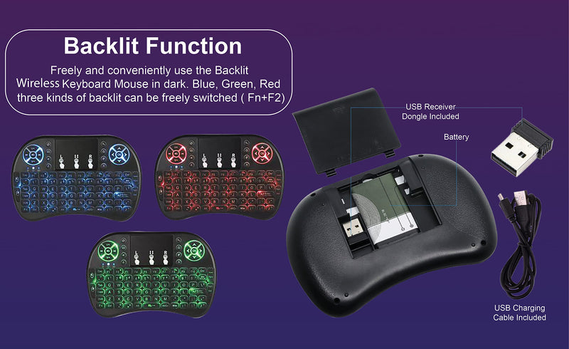 Wireless Mini Keyboard Remote Control Touchpad Mouse Combo Controller with RGB Backlit for Smart TV Android TV Box PC IPTTV 2.4GHz