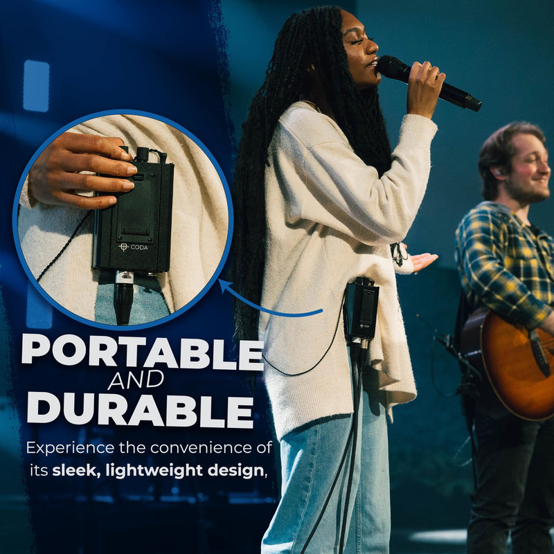Coda Ultra-Compact Personal in Ear Monitor Amplifier - Dual Channel | Headphone Amplifier System with XLR & TRS Input, Portable IEM Amp with Mono & Stereo Mix Panning, Belt Clip Dual Channel Ultra-Compact