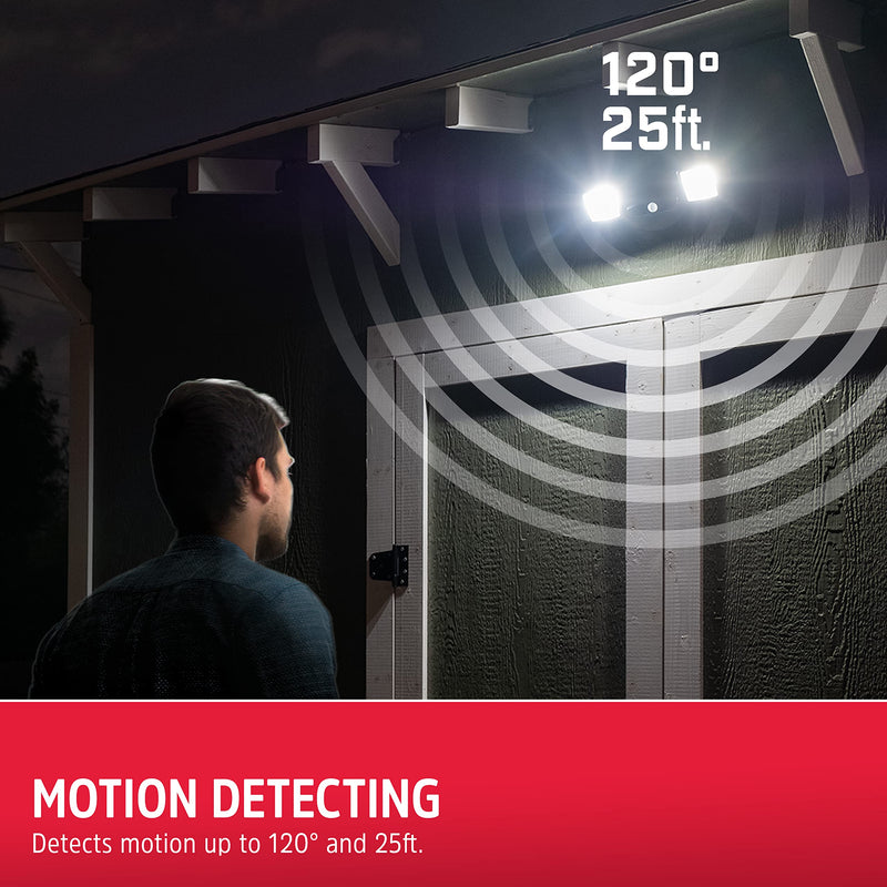 [AUSTRALIA] - Energizer LED Flood Light Outdoor, Security Light, 2 Head, Wireless, Battery Operated, 800 Lumens, Swivels & Rotates, Weather-Resistant, Motion Sensor Outdoor Light, Black, 1 Pack, 40776 