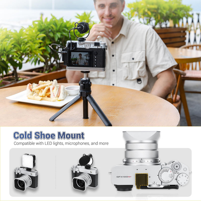 GFX100RF Thumb Grip, Metal 90° Foldable Thumb Up Grip for Fujifilm Fuji GFX100RF GFX 100RF Camera with Built-in Cold Shoe Mount, Hot Shoe Thumb Rest Support Holder Not Affect the Use of Dial -Silver