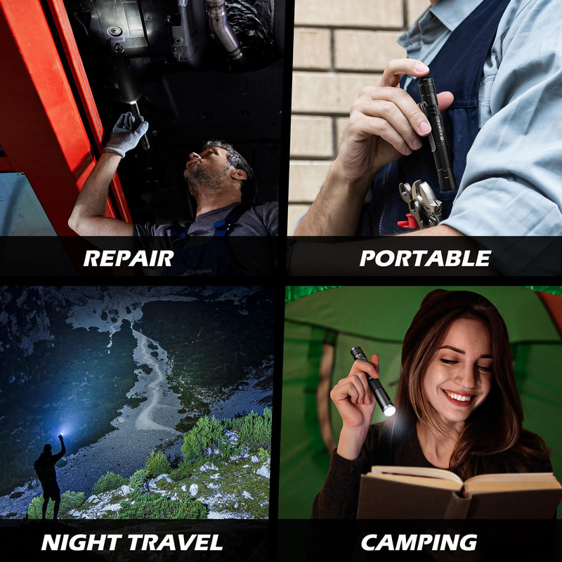 FORTO LED Pen Light, 200 Lumens Pocket Flashlight, IP67 Waterproof, 2 Modes, 2 Pack with AAA Batteries, Lightweight & Durable for Inspection, Medical Use, Emergency(3-Pack Mix) MIX 3 PACK