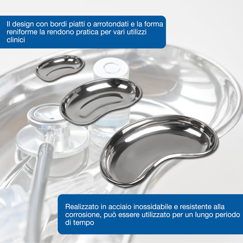GIMA 26611 Stainless Steel Kidney Dish, 254 mm x 141 mm x 33 mm, capacity 750 ml 254 x 141 x 33 mm