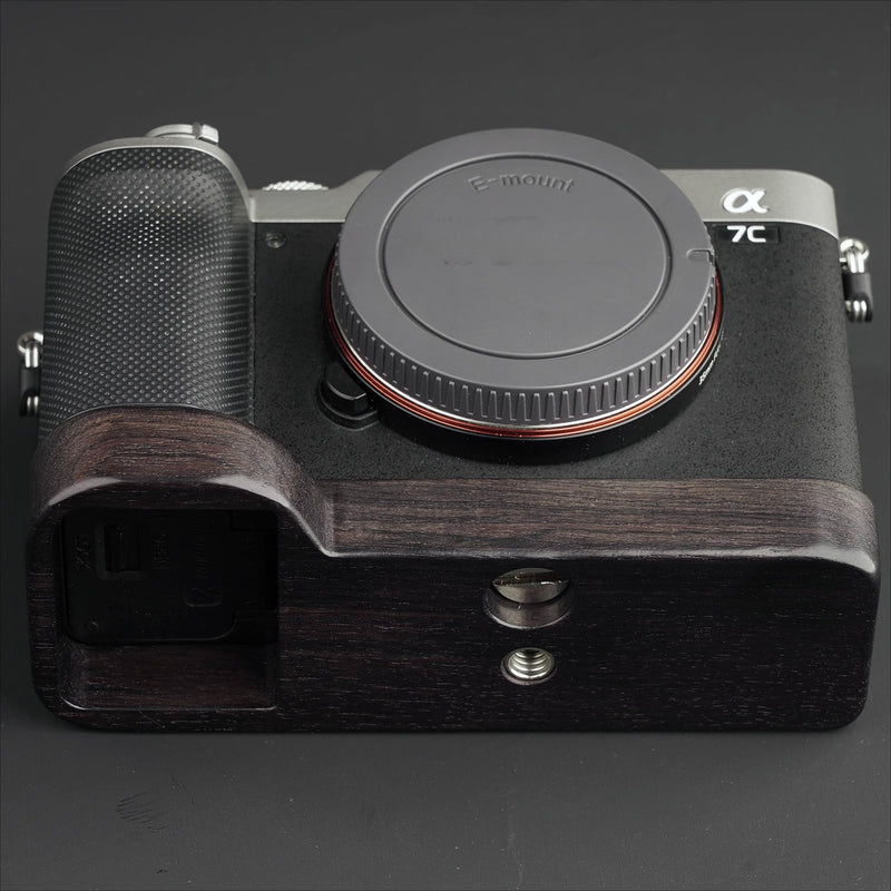 All Wood Wooden Camera Hand Grip Baseplate Base Protecter Handmade Light Weight for A7C ILCE-7C Alpha 7c Ebony