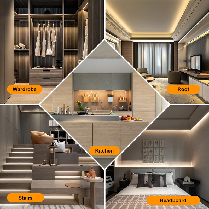 [AUSTRALIA] - LED Lights 6.56 ft AC 120V Hardwired LED Strip Lights 2M SMD 2835 LED Tape Light Flexible White LED Strips 4000K 110 Volt with ON/Off Switch (White, 6.56ft) White 4000K 