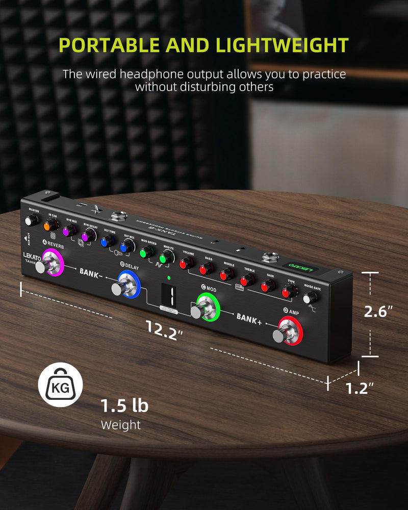 [AUSTRALIA] - LEKATO Multi Effects Guitar Pedal, Guitar Effects Pedal with 36 Presets, Editable 4 Modules, Amp, Chorus, Delay, Reverb, IR CAB, Tuner, BT Connection, Music Recording For Electric Guitar 