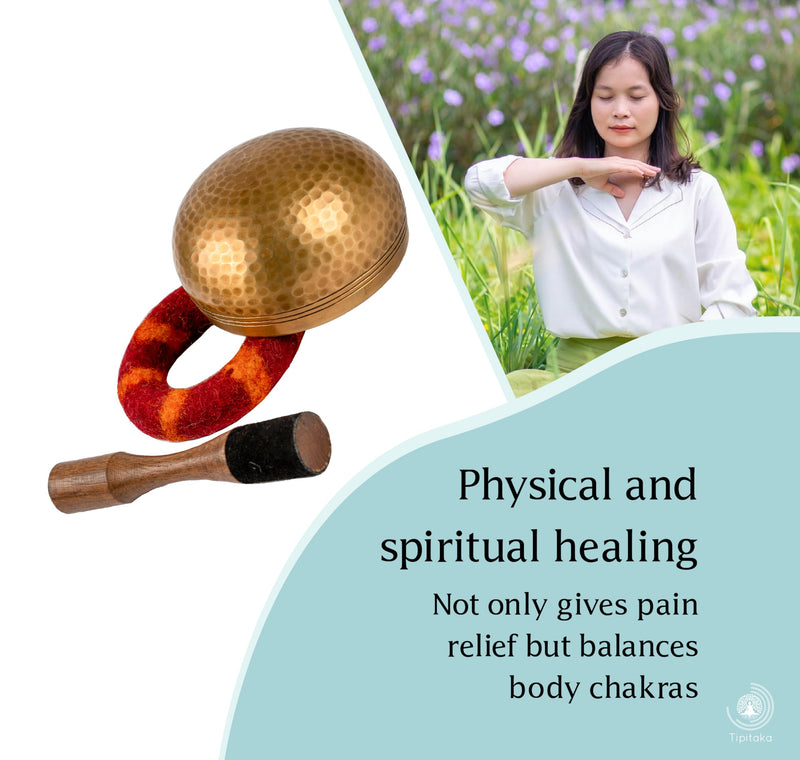 Tibetan Singing Bowl Set - Yoga and Meditation Sound Healing -for Stress Relief and Mindful Living -100% Hand-hammered in Nepal Sound Bowl for Meditation (Bronze 4 inch) Bronze 4 inch