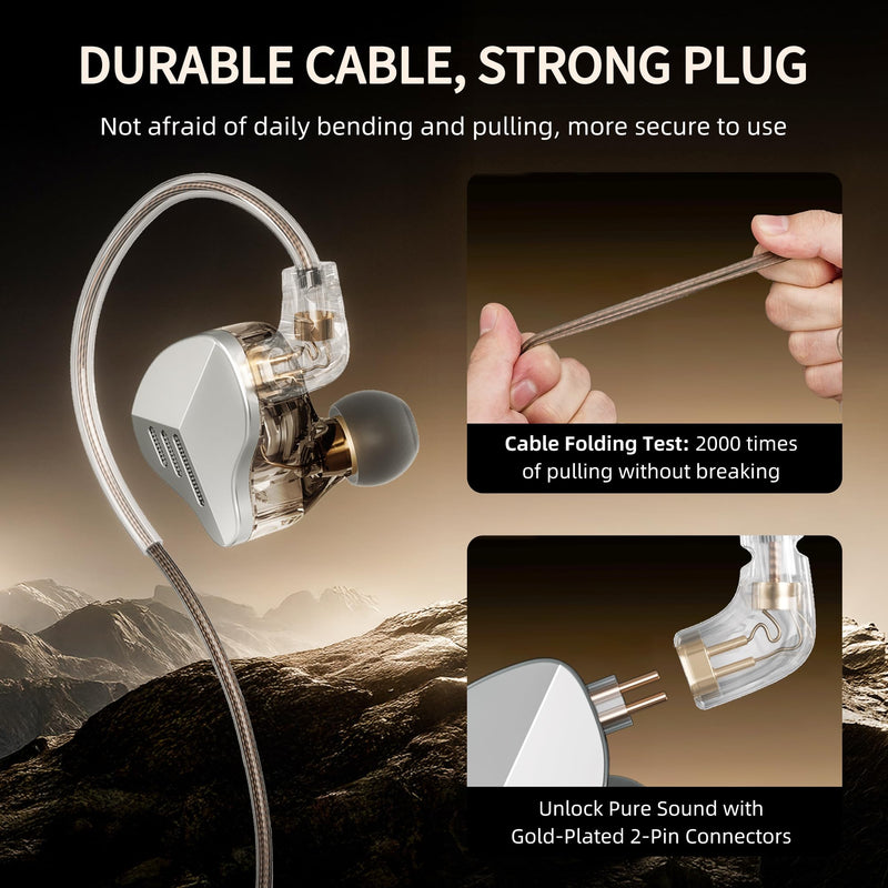 A20PRO IEM Earbuds, 1DD+1BA Hybrid in Ear Monitor Headphones, HiFi Wired Earphones with Deep Bass & Clear Vocals, Noise Isolating IEM for Musicians, Gaming & Studio (No Mic) sliver