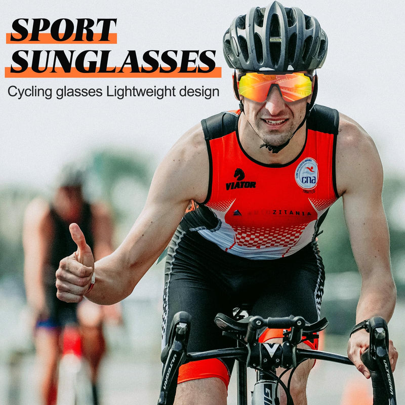 Sport Sunglasses for Men Women, Lightweight Cycling Sun Glasses with UV400 Protection for Cycling Running Fishing Driving