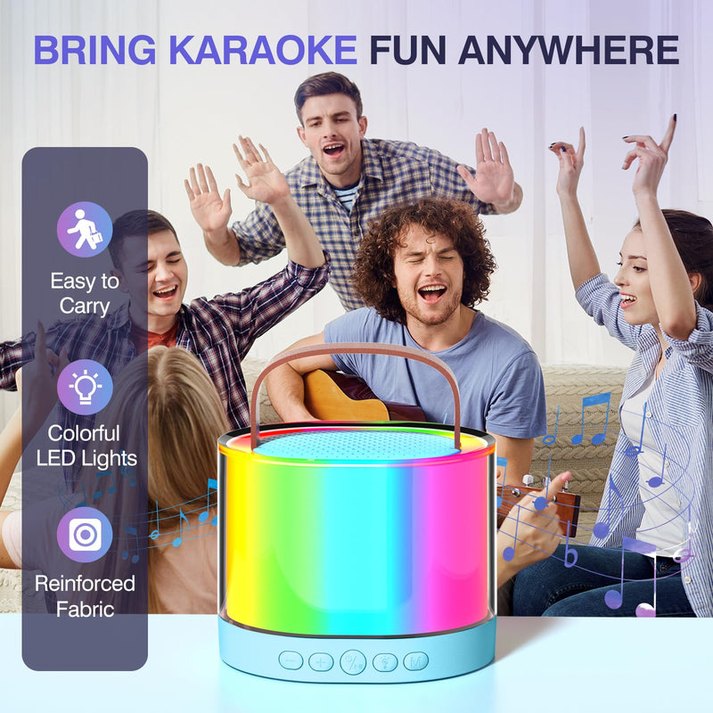 Karaoke Machine for Kids Adults, Mini Portable Bluetooth Karaoke Speaker with 2 Wireless Microphone and Lights, Birthday Gifts for Girls Ages 4, 5, 6, 7, 8, 9, 10, 12+ Family Home Party
