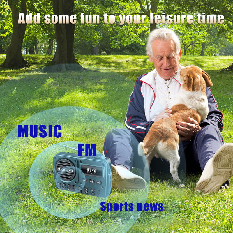 Pocket Radio FM USB-C Charging 2000mAh Rechargeable Excellent Reception Clear Speaker and Headphone Jack,LCD Screen,FM Radio for Walk/Jogging/Gym, Bluetooth/TF.(NO AM) (Turquoise) Turquoise