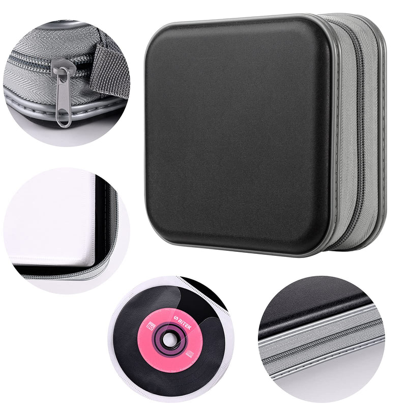 DVD Case, 48 Capacity CD Case Portable CD Case Holder Storage Hard Plastic DVD CD Wallet Holder Organizer for Car (Black) Black
