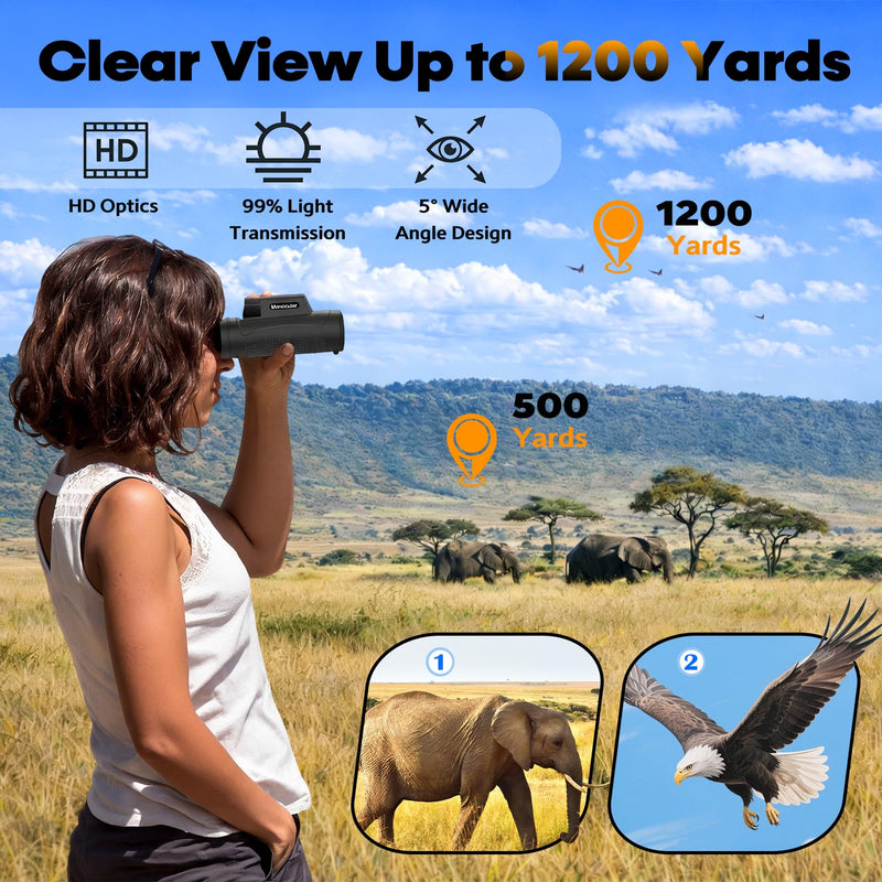 [AUSTRALIA] - Asacam® 80x100 Monocular Telescope High Powered for Smartphone HD Monoculars for Adults with Adapter/Tripod for Bird Watching Camping Hiking Traveling Outdoor Wildlife-2026 Update Premium Black 
