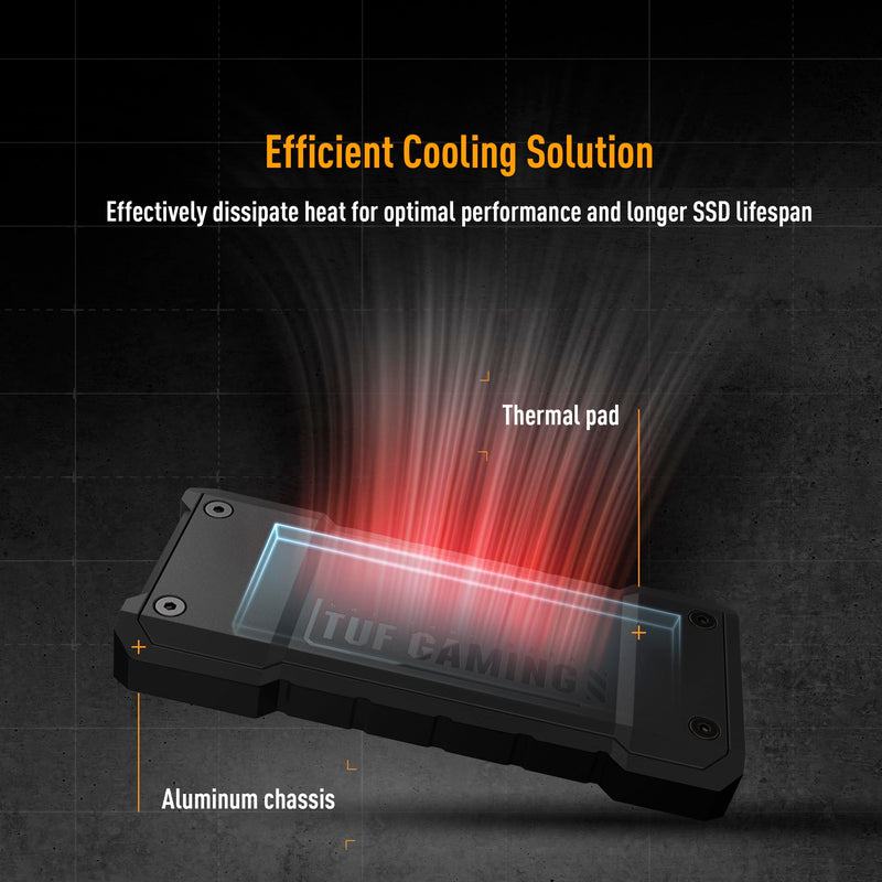 ASUS TUF Gaming A2, USB-C 3.2 Gen 2x2 SSD Enclosure, Dual M.2 NVMe PCIe and SATA, MIL-STD-810H Drop Resistance, IP68 Water and dust Resistance, Aluminum Alloy Chassis, 1 Year Warranty Enclosure only TUF A2|up to 20Gbps