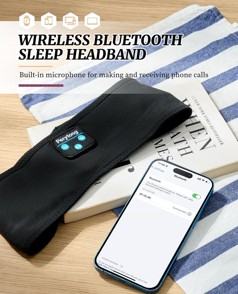 Sleep Headphones, Sports Headband Bluetooth Headphones, Wireless Music Sleeping Headphones, Long Time Play Headphone Band with Built in Speakers Perfect for Sleep,Workout,Running,Yoga,Travel