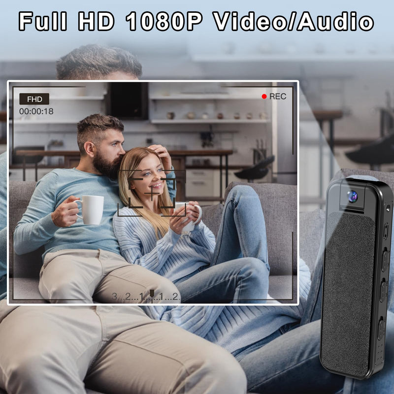 Mini Body Camera with Audio and Video Recording, 1080P Camcorder with Night Vision, 180° Ratatable Lens, Sturdy Clip for Cycling Law Enforcement Recording up to 128GB SD Card (Not Included)