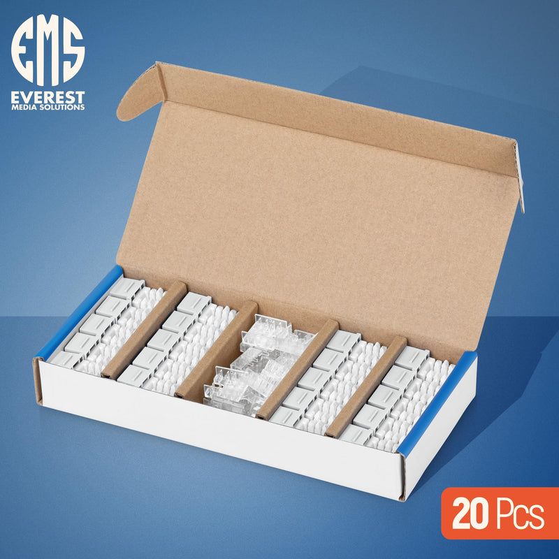 Everest Media Solutions Bundle – 2 Items: 24-Port Keystone Patch Panel + 20 Pack of RJ45 CAT6 Keystone Jacks - White