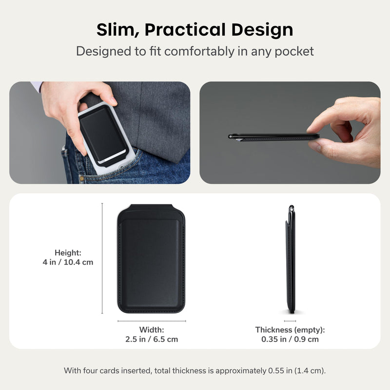 Satechi Magnetic Magsafe Wallet, Double Flap Stand Card Holder, 4 Slots with Front NFC Pass-Through, Adjustable Phone Attachment for iPhone 17/16/15/14/13/12, Travel Accessory Black