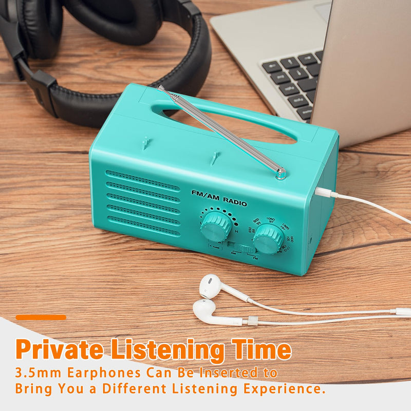 [AUSTRALIA] - AM FM Radio Portable,Goodes Transistor Radio Plug in Wall Battery Powered with Best Reception, Loud Speaker, Excellent Sound, Small Radios for Home Outdoor Office Desk Use/Decor, Gift for Elders Cyan 