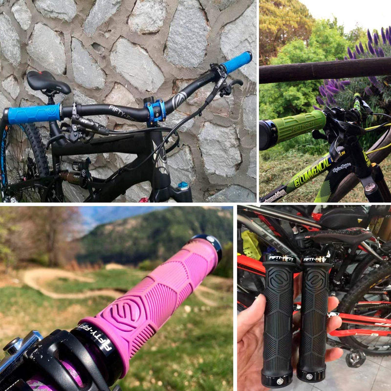 [AUSTRALIA] - FIFTY-FIFTY Double Lock-On Mountain Bike Grips, Bicycle Handlebar Locking Grips, Non-Slip MTB Handle Black 
