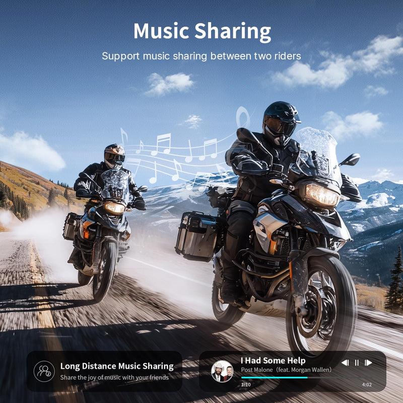 Fodsports T1 Motorcycle Bluetooth Intercom V5.4 with Music Share, One-Click Switching for 3 Functional Modes, 2-Way Helmet Communication Systems, FM/5 Stickers/Noise Cancellation/Stereo Music, 1 Pack T1 1 Pack