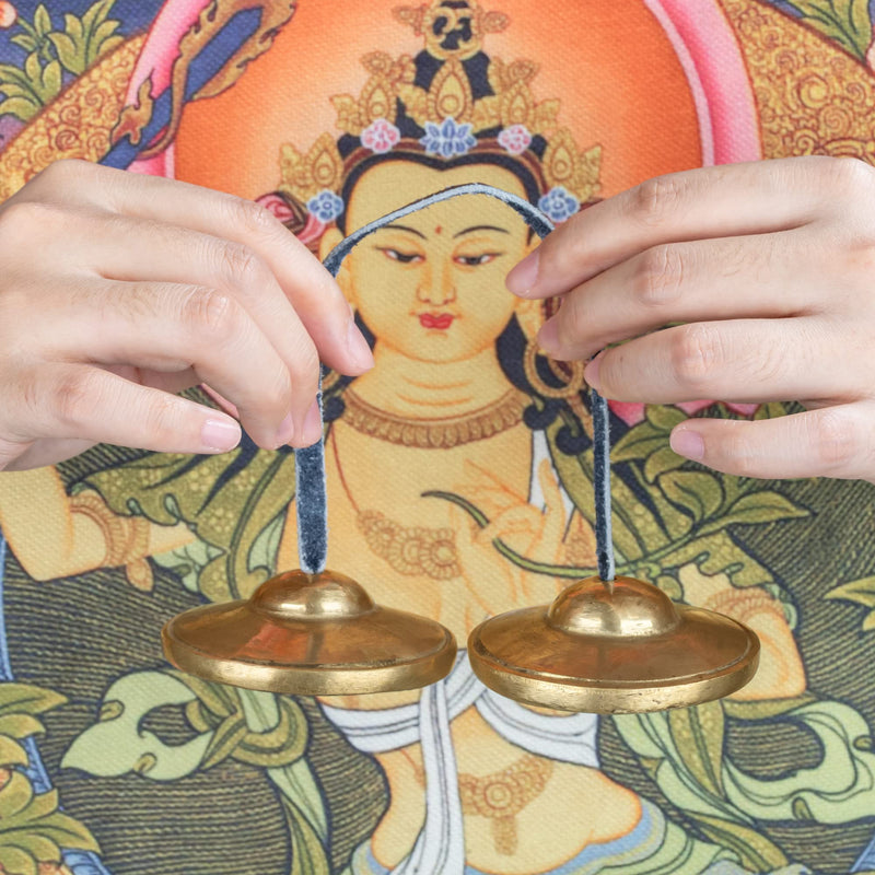 ZenBless Tibetan Tingsha Cymbals, with Storage Box and Fabric Case, Meditation Brass Chime Bells, Low and Mellow Voice for Spiritual Healing Mindfulness, Yoga Buddhist, Relaxation Musical Instruments Small-2.6 in(6.6cm)
