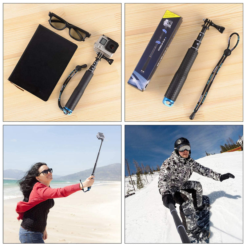 Trehapuva Selfie Stick, 19” Waterproof Extension Hand Grip Adjustable Monopod Pole Compatible with GoPro Hero(2018) Hero 10 9 8 7 6 5 4 3+ 3 Session, AKASO, Xiaomi Yi,SJCAM SJ4000 SJ5000 SJ6000 More