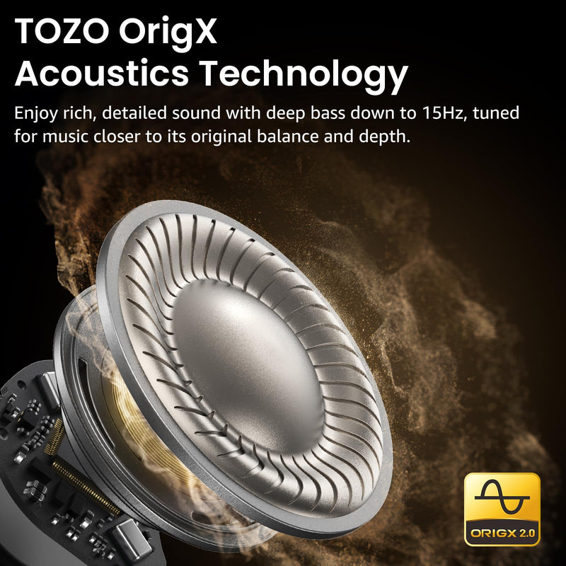 TOZO NC9 Hybrid Active Noise Cancelling Wireless Earbuds, 60H, LED Display | 6 Mic ENC Clear Calls, Deep Bass Sound, IPX8, in Ear Bluetooth 5.3 Headphones,32 EQs via APP, Comfort Fit Ear Buds, Black Dark Black