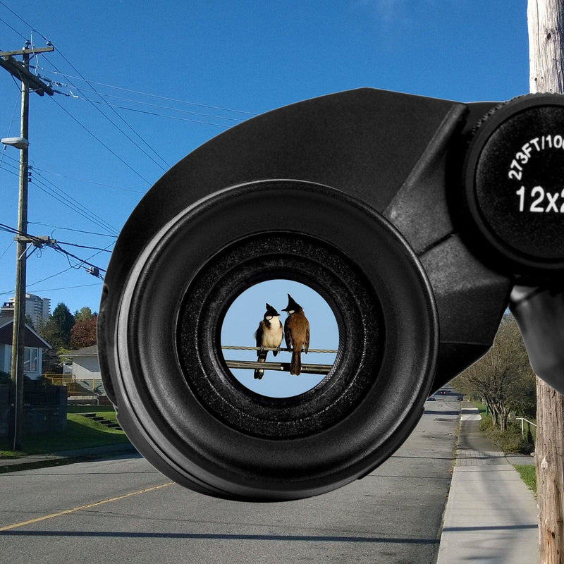 occer 12x25 Compact Binoculars with Clear Low Light Vision, Large Eyepiece Waterproof Binocular for Adults Kids,High Power Easy Focus Binoculars for Bird Watching,Outdoor Hunting,Travel,Sightseeing Black