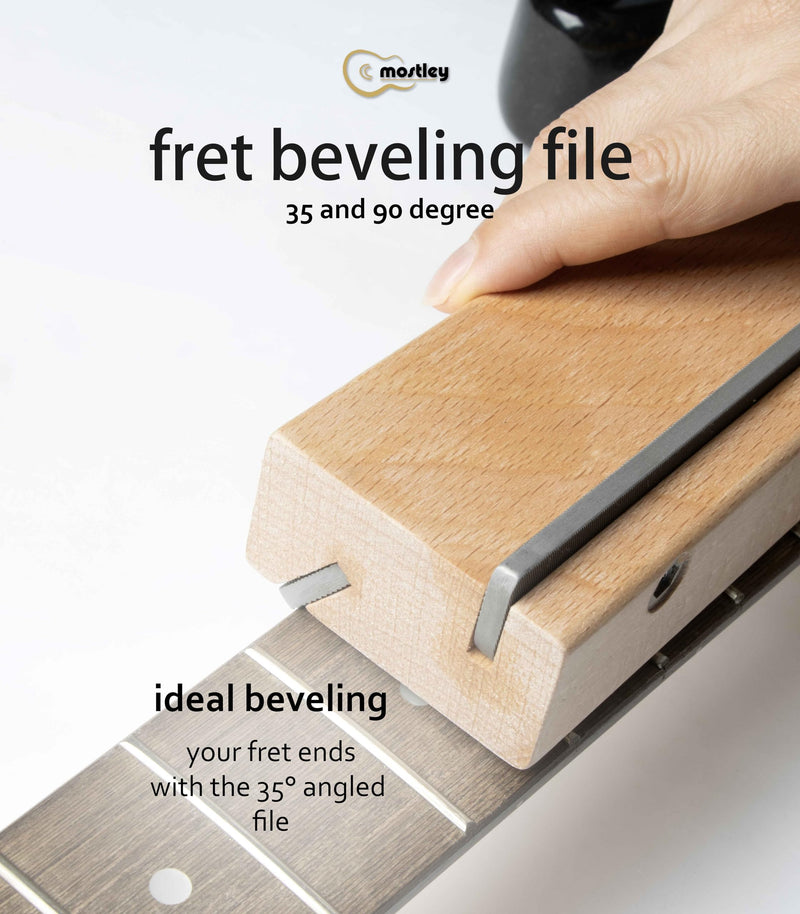 [AUSTRALIA] - Guitar 𝙁𝙧𝙚𝙩 𝙀𝙣𝙙 𝘽𝙚𝙫𝙚𝙡𝙞𝙣𝙜 𝙁𝙞𝙡𝙚 Angled 35/90 Degree, Removable Frets Edge Dressing File, Luthier Fretting Sprout Beveler Tool, Fret End Trimming File with Solid Wooden Handle 