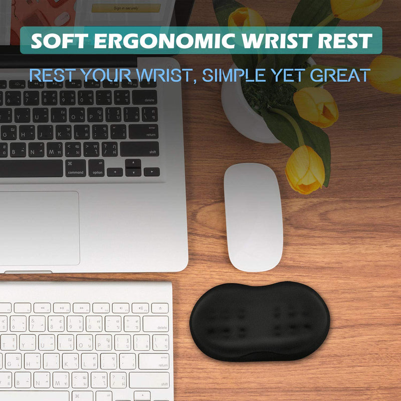 Vankey Soft Memory Foam Mouse Wrist Rest Support, Cool Ergonomic Hand Rest Support for Computer, Laptop, Office, PC Gaming - Massage Holes Design - Easy Typing Wrist Pain Relief and Repair Black