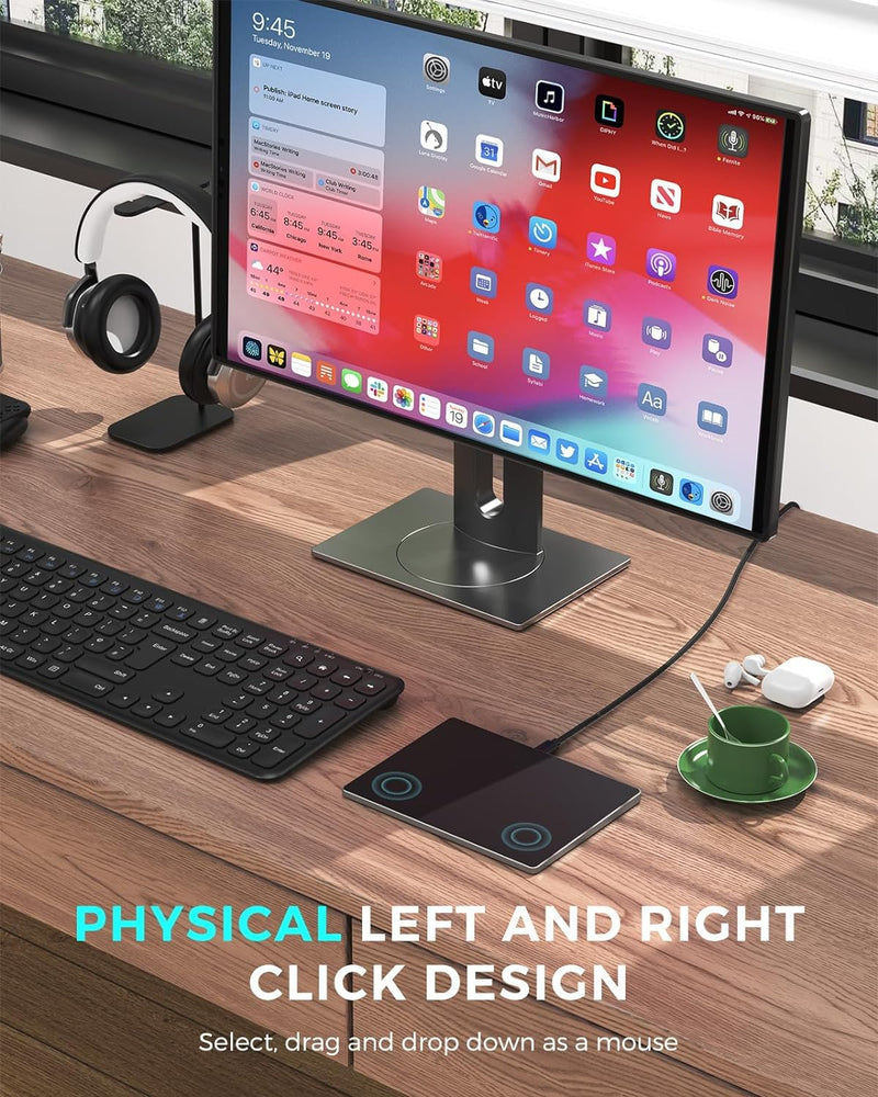Wired touchpad supports multi gesture control, Aluminum alloy casing and glass panel Trackpad Mouse with Multi-Touch Navigation for Windows 10/11/Linux/fedora 43 Laptop PC Notebook Computer (black) black