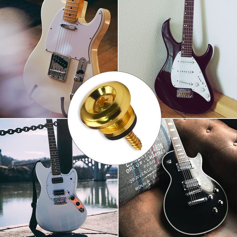 2PCS Mushroom Style Guitar Ukulele Bass Strap Lock Lock Metal Music Parts (Gold) Gold