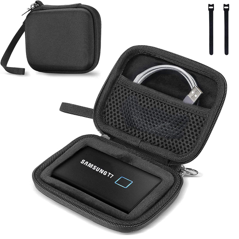 ProCase Portable Hard Drive Case Bundle with ProCase Samsung T7/ T7 Touch Portable SSD Hard Carrying Case and 2 Cable Ties