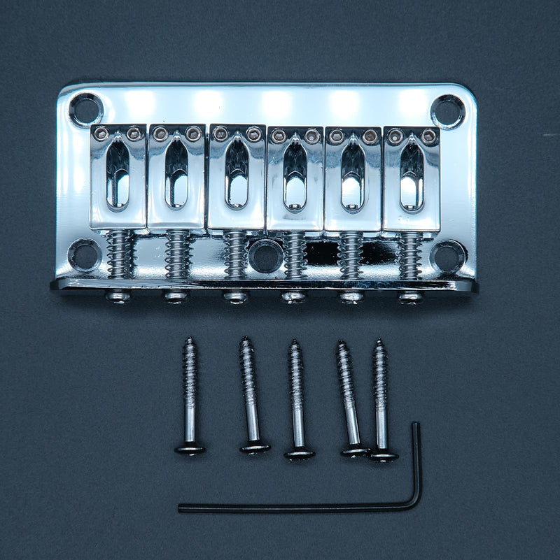 78mm Fixed Hardtail Bridge for 6 String Fender Strat Tele Electric Guitar (Chrome) Chrome