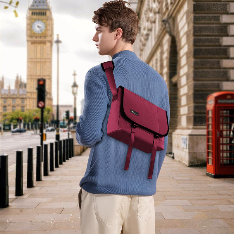SIMTOP Messenger Bag Crossbody Shoulder Bag for Commuters and Travelers Water Resistant Scratch and Wear Cordura YKK Zipper Red