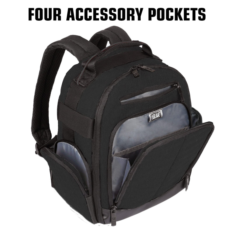 USA Gear VR Headset Backpack Travel Case Fits Meta Quest 3S, 3, 2, Controllers and Accessories - Virtual Reality Gaming Bag with Customizable Interior Dividers, Padded Backpack Straps (Black) Black