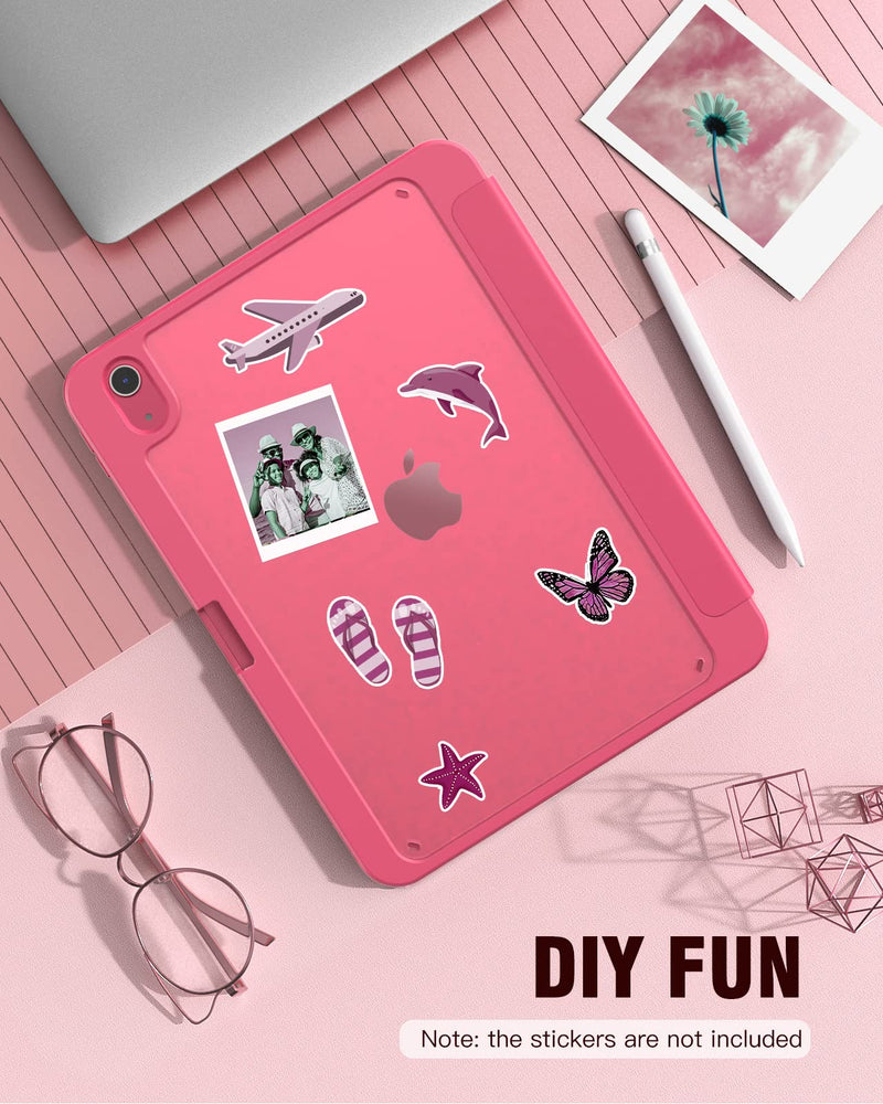 TiMOVO for iPad 10th Generation Case with Pencil Holder iPad 10.9 Inch Case 2022, iPad Case 10th Generation Hybrid Slim Tri-fold Stand Protective Cover with Clear Back for iPad 10, Watermelon Pink Watermelon Red