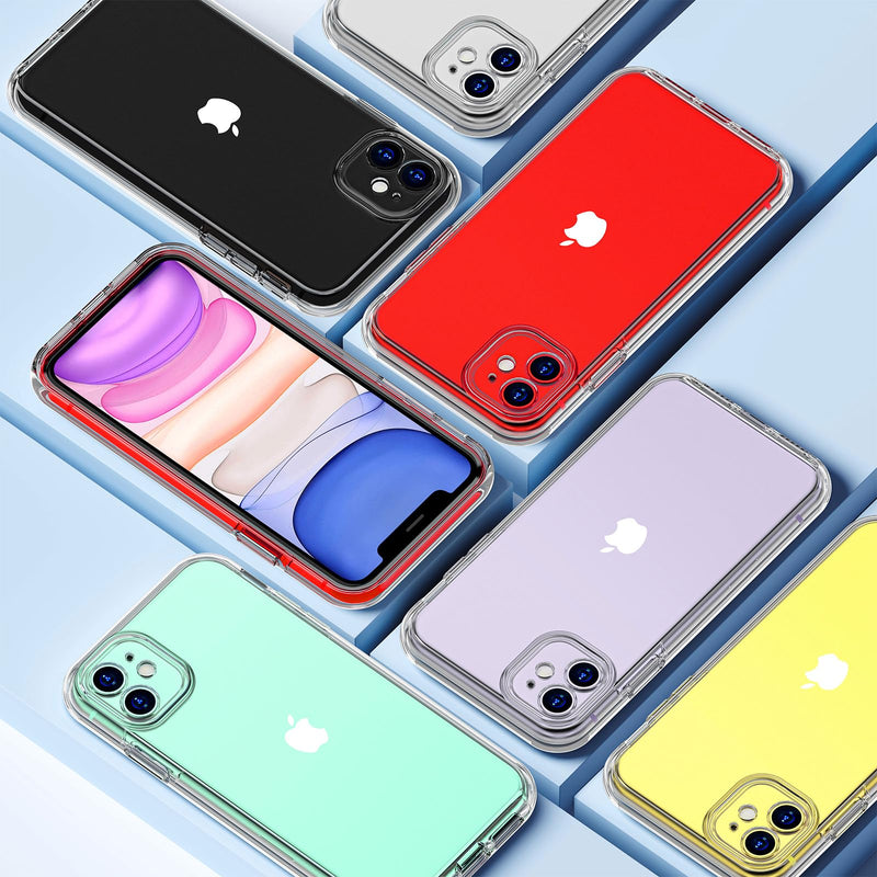 COOLQO Compatible with iPhone 11 Case, and [2 x Tempered Glass Screen Protector] for Clear 360 Full Body Coverage Hard PC+Soft Silicone TPU 3in1 Shockproof Protective Phone Cover 111_Clear 6.1 Inch