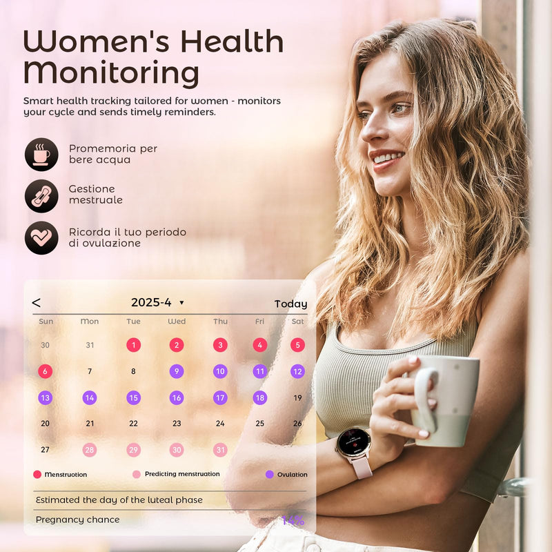 Smart Watches for Women 1.27" HD Roman Dial Sports Watches IP68 Waterproof | Activity Trackers with Heart Rate Sleep Monitor Smartwatch for iPhone Android Fitness Tracker Reloj Inteligente para Mujer Steel