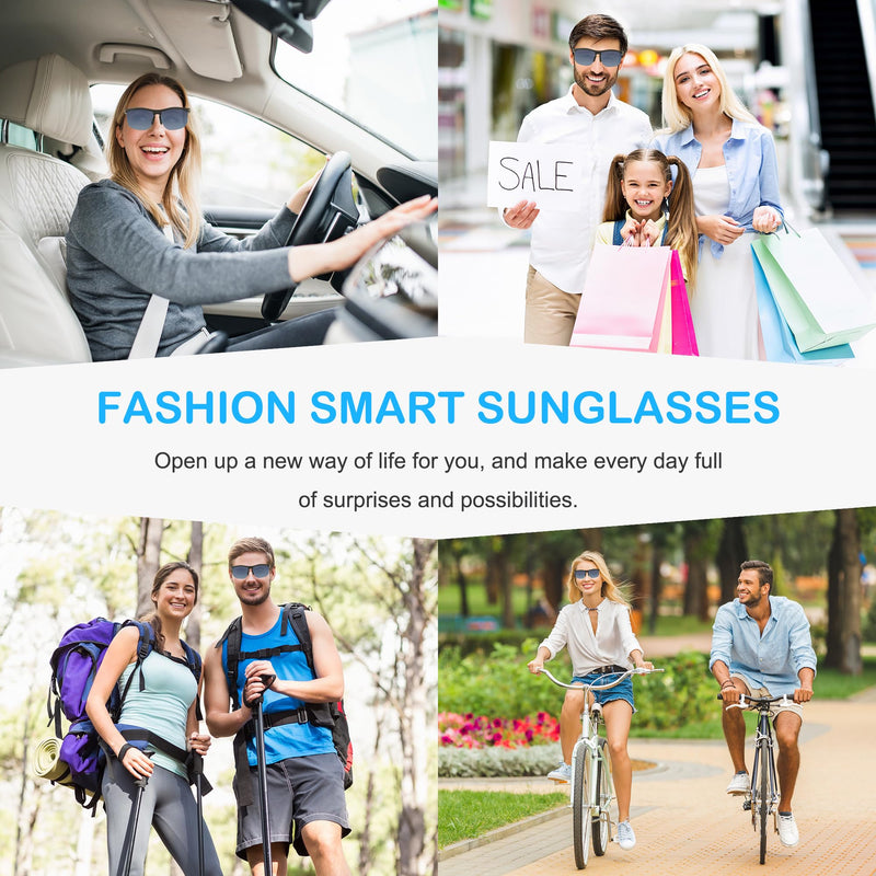 Smart Glasses for Men Women Bluetooth 5.3 Sunglasses Polarized Open Ear Music Frameless Sunglasses Gradient Lens Blue