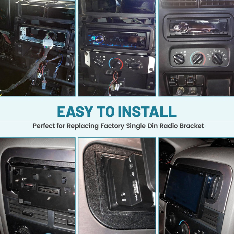 Single DIN Radio Dash Kit W/Radio wiring Antenna Adapter for Select 2002-2007 Chrysler/Dodge/Jeep, Single Din Radio Mount Housing Bracket Trim Bezel Kit Installation Aftermarket Stereo