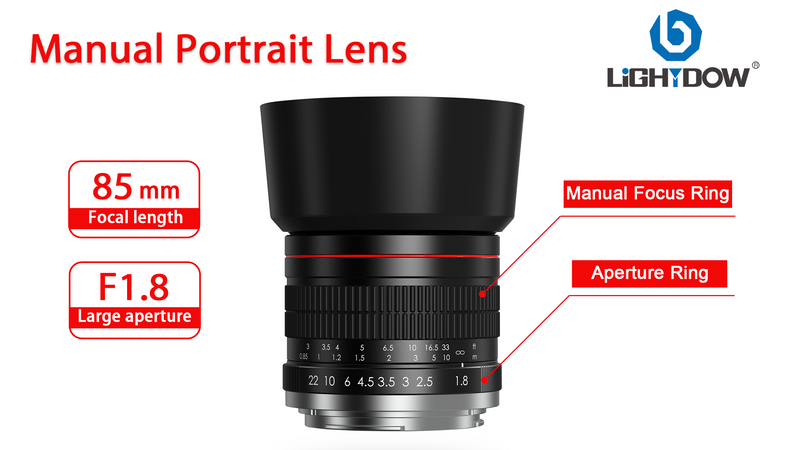F 85mm f1.8 Portrait Lens - MF for Nikon D850/D750/D500/D7500/D610/D5600/D7200/D7000/D3500/D3400/D3300/D3200/D3100/D5/D6/D810//D7100/D5300/D5100/D800 - Manual Focus DSLR Cameras Lenses(F-Mount) MF 85mm Lens For Nikon F-mount