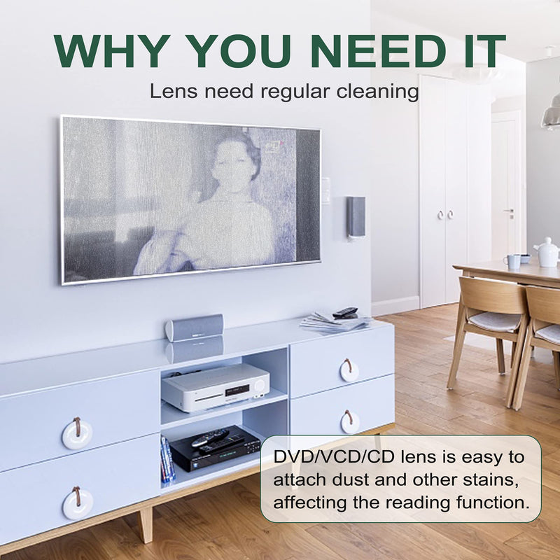 CD/VCD/DVD Player Cleaner Kit, Laser Lens Cleaning Disc with Double Brush Cleaning System, Set 2